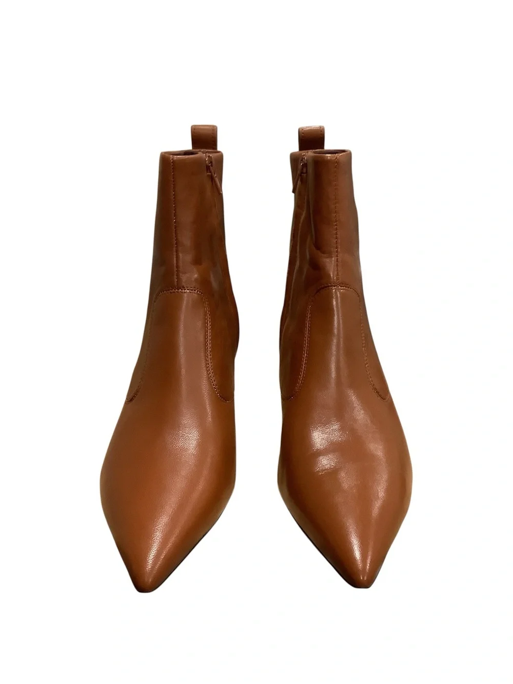 Franco Sarto Kura Women’s Pointed Toe Tan Leather Ankle Boots Size 9, NIB